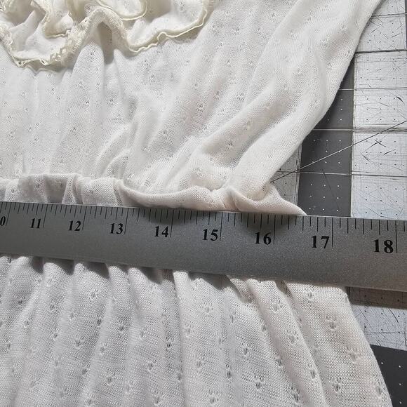 Vintage 80s Dress Womens Large White Ruffles Lace Boho Midi Cottage Festival - Picture 8 of 8